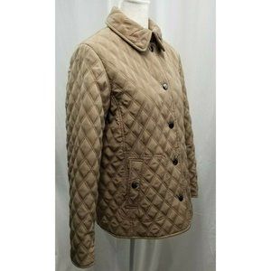 Gallery Women's Quilted Beige Jacket Pockets Lined Coat Large